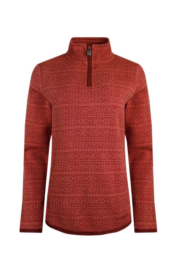 Weird Fish Isobel 1/4 Zip Recycled Soft Knit Rouge Red Size 8
