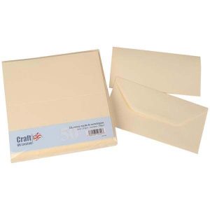 Craft UK DL Card Blanks & Envelopes Ivory 225gsm | 50 pack