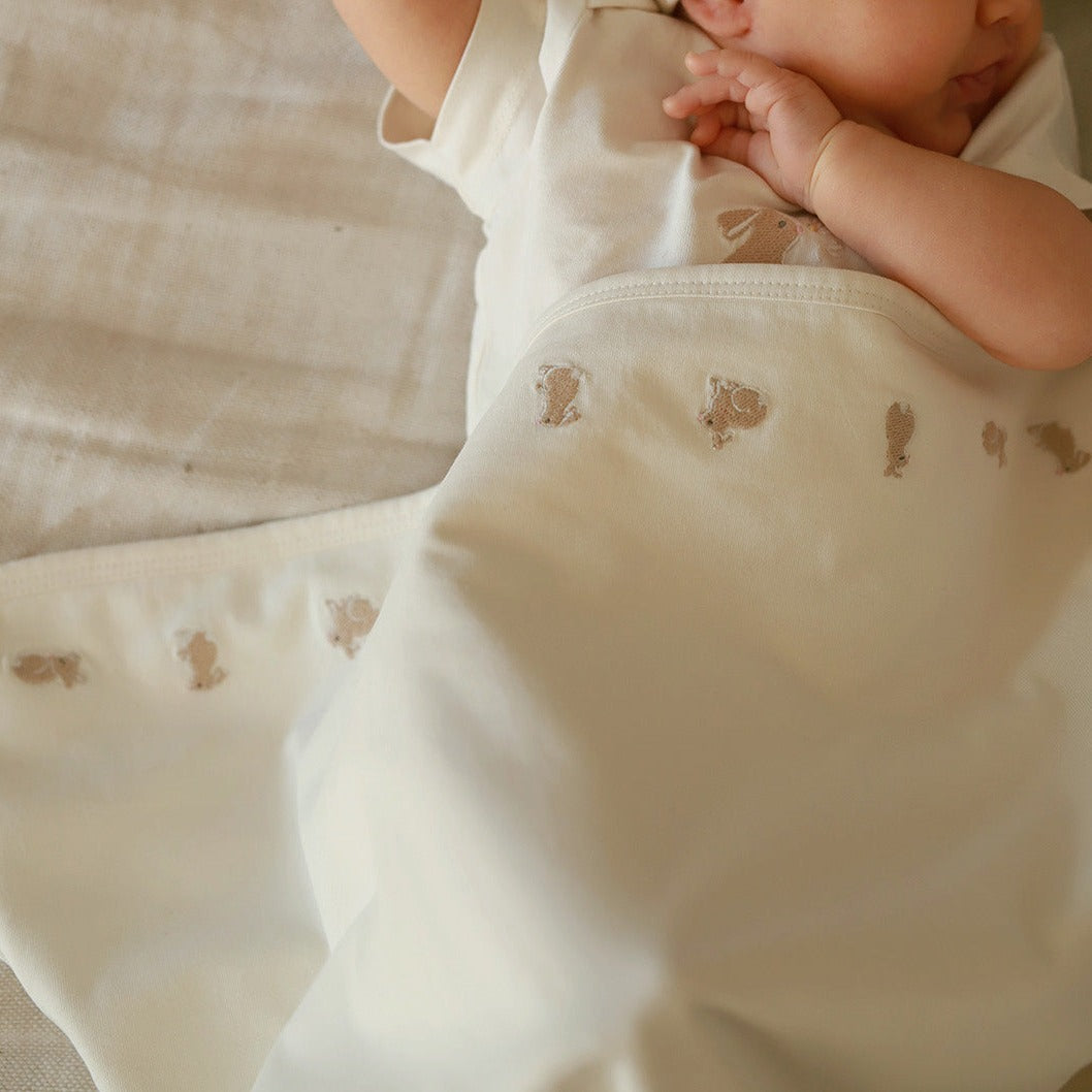 Embroidered Fleece Blanket - Bunnies