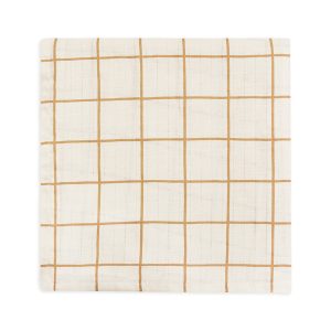 Organic Baby Muslin Swaddle - Window Pane, Off-white