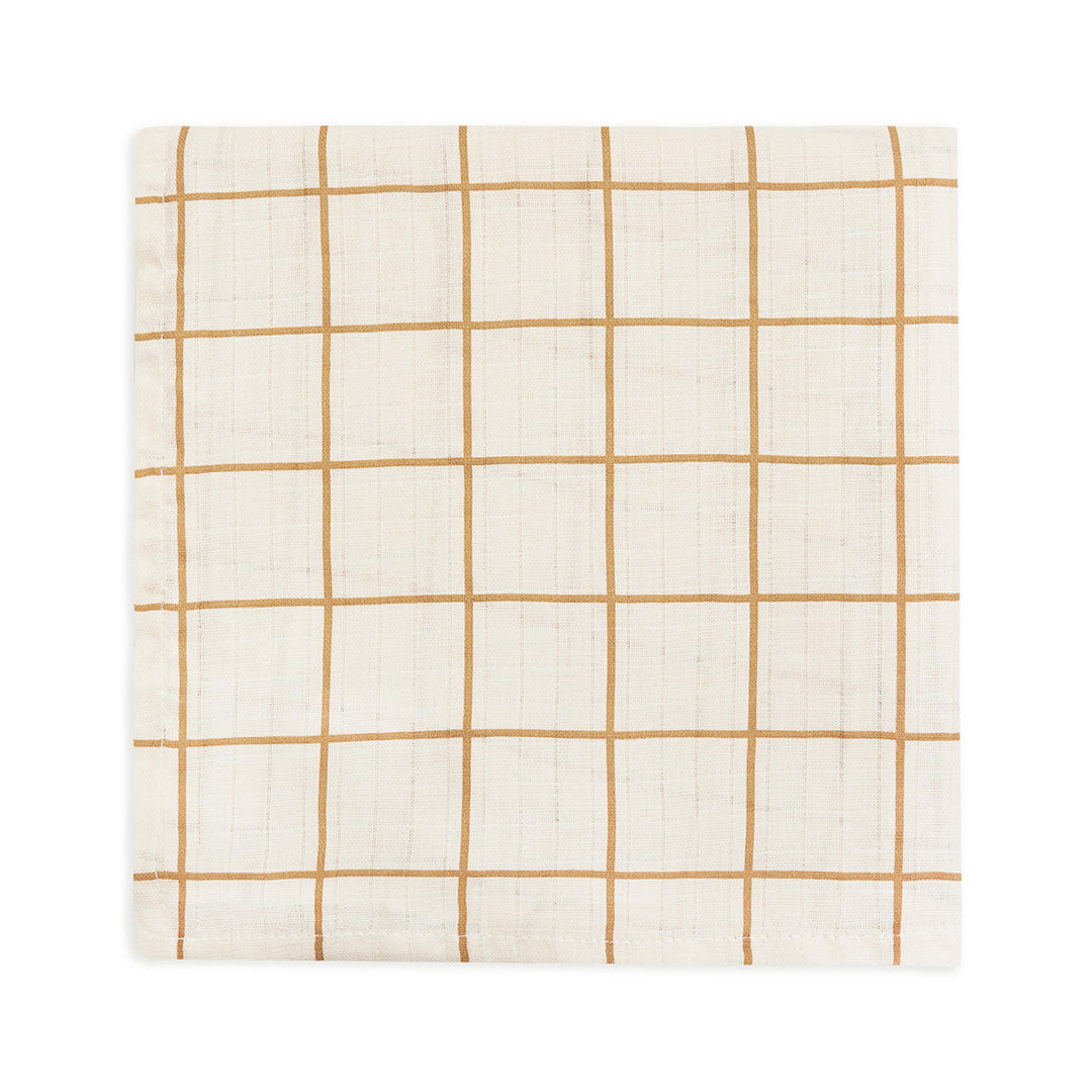 Organic Baby Muslin Swaddle - Window Pane, Off-white