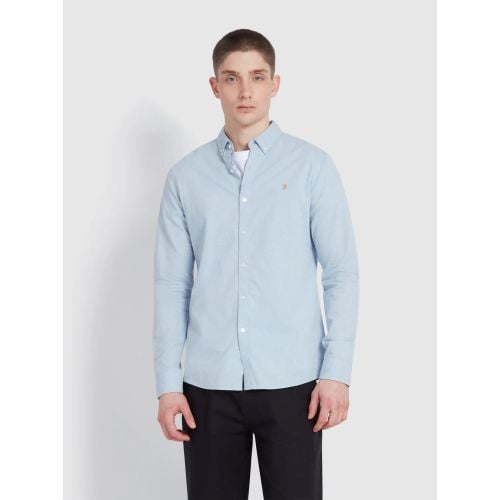Farah Mens Powder Blue Marl Steen Button Down Shirt
