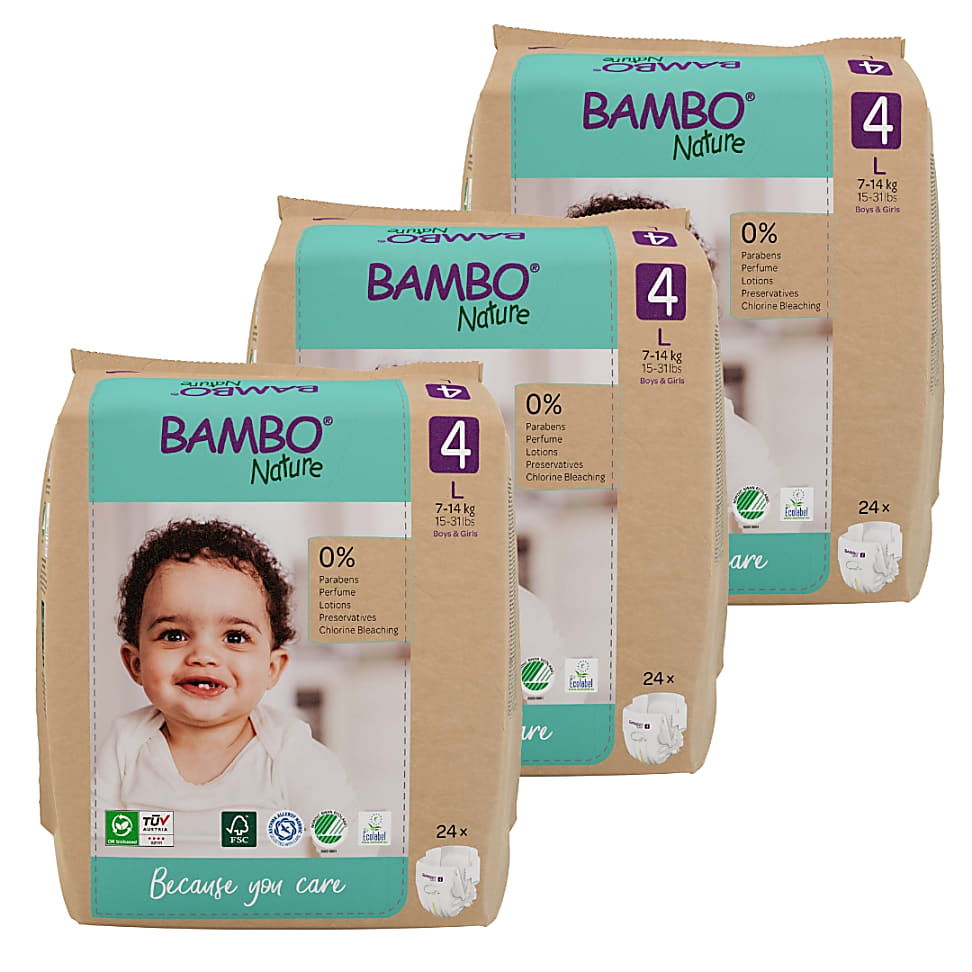 Bambo Nature Nappies - Size 4 - Economy Pack (72 nappies)
