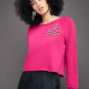 Wildfox Shine Bright World Tour Crop Sweater Size: S Colour: Pink