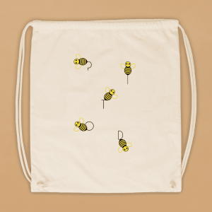 Pitod Bees Drawstring Bag | Colour: Natural | Size: One Size | Bag | Unisex Genderless Sustainable