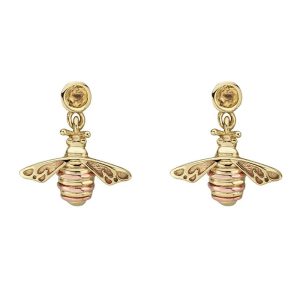 Clogau Honey Bee 9ct Yellow Gold Drop Earrings - Gold