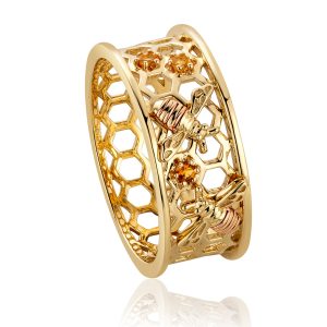 Clogau Honey Bee 9ct Yellow Gold Honeycomb Ring D - M