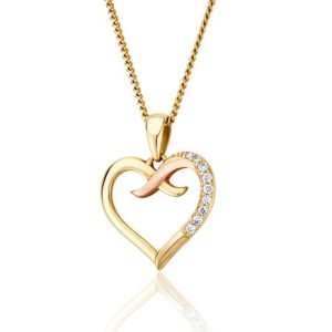 Clogau Kiss 9ct Gold Diamond Heart Pendant