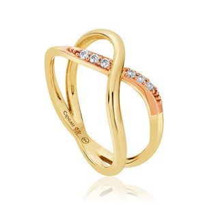 Clogau Kiss Diamond 9ct Yellow Gold Crossover Ring - M
