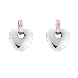 Clogau Cariad Sterling Silver Diamond Heart Earrings - Silver