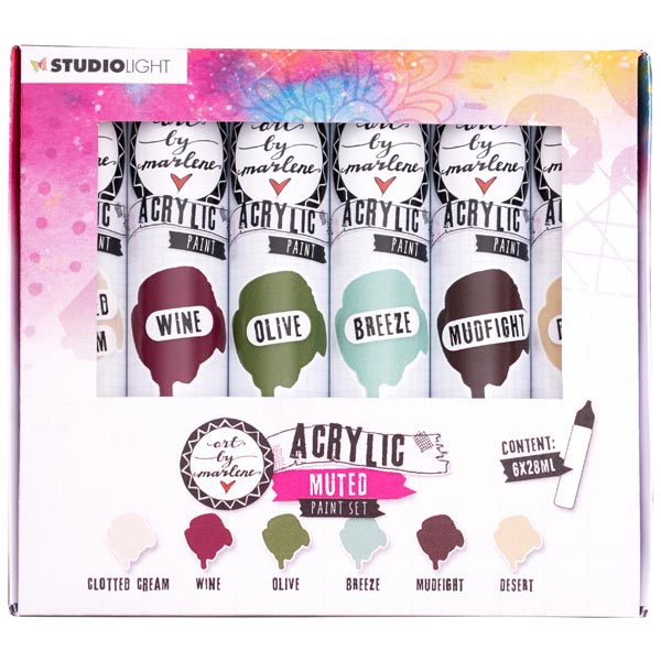Studio Light Art By Marlene Acrylic Paint Muted Paintset 28ml #105 Pack of 6 | Essentials Collection