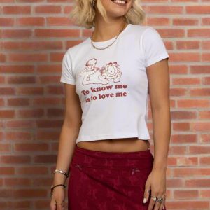 Daisy Street Garfield To Know Me Baby Tee Colour: White Size: 6