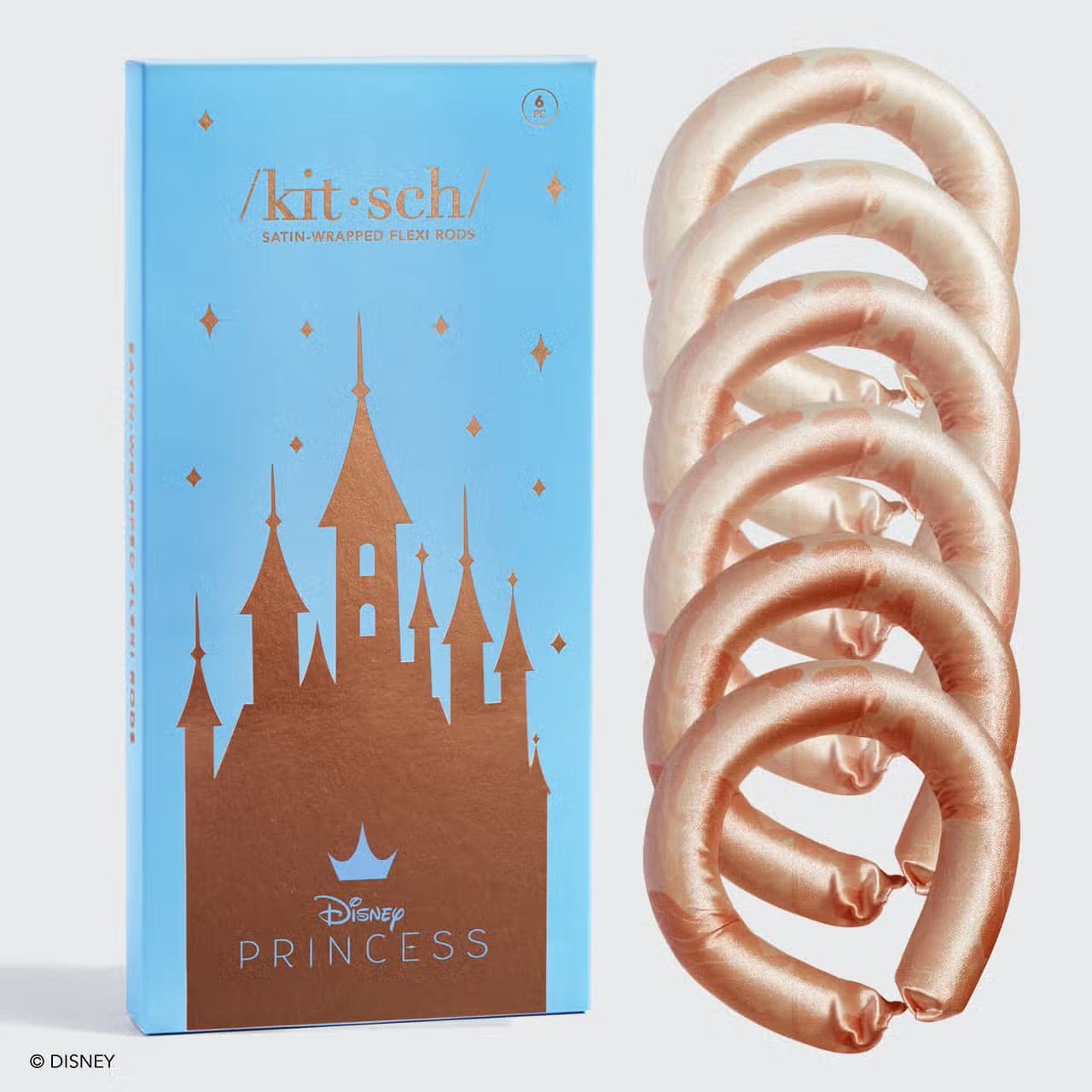 Disney X Kitsch Flexi Hair Rods in Princess Party Colour: Gold