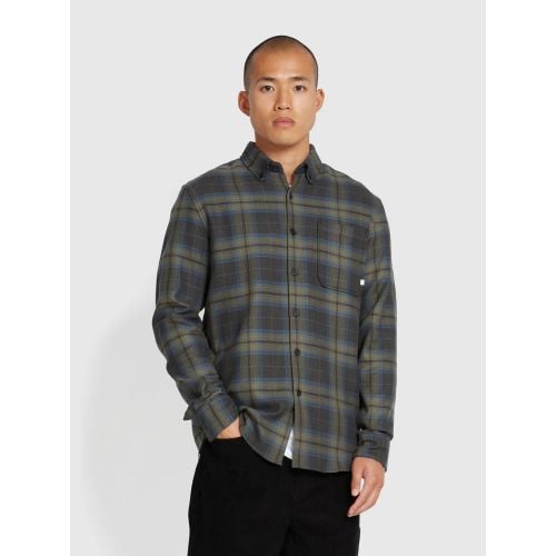 Farah Mens Washed Black Marcelo Check Long Sleeve Shirt