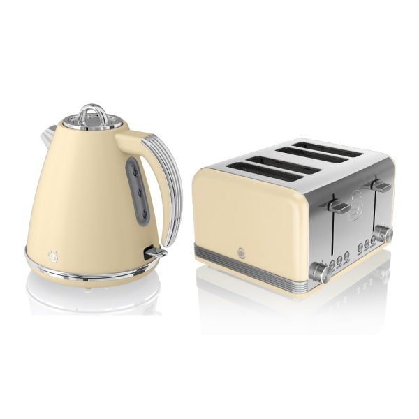 Retro 1.5L Kettle and 4 Slice Toaster Bundle in Cream