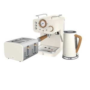 Nordic 4 Slice Toaster, Cordless Kettle and Coffee Machine Bundle in White
