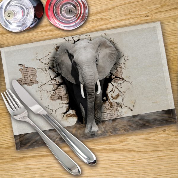 Glass Placemats Digital Printed x 4 in Elephant - Made By Premier Range