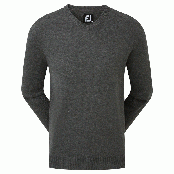 FOOTJOY WOOLBLEND V NECK GOLF PULLOVER 90131 - HEATHER CHARCOAL - XL