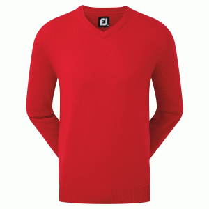 FOOTJOY WOOLBLEND V NECK GOLF PULLOVER 90132 - RED - L