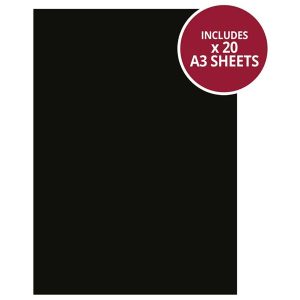 Hunkydory A3 Adorable Scorable Midnight Black Cardstock 20 Sheets | Core Colourways Collection