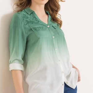 Klass Embellished Dip Dye Shirt Khaki Women's