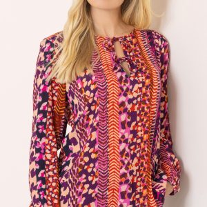 Klass Abstract Printed Long Sleeve Top Black/Pink Women's
