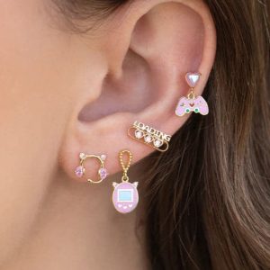 Girls Crew Gamer Gal Earring Stud Set Colour: Gold