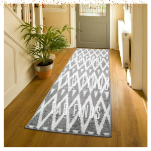 Grey Geometric Pattern Runner 57 x 200cm