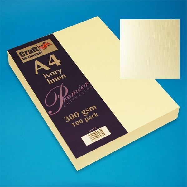 Craft UK A4 Linen Card Ivory 300gsm | 100 pack