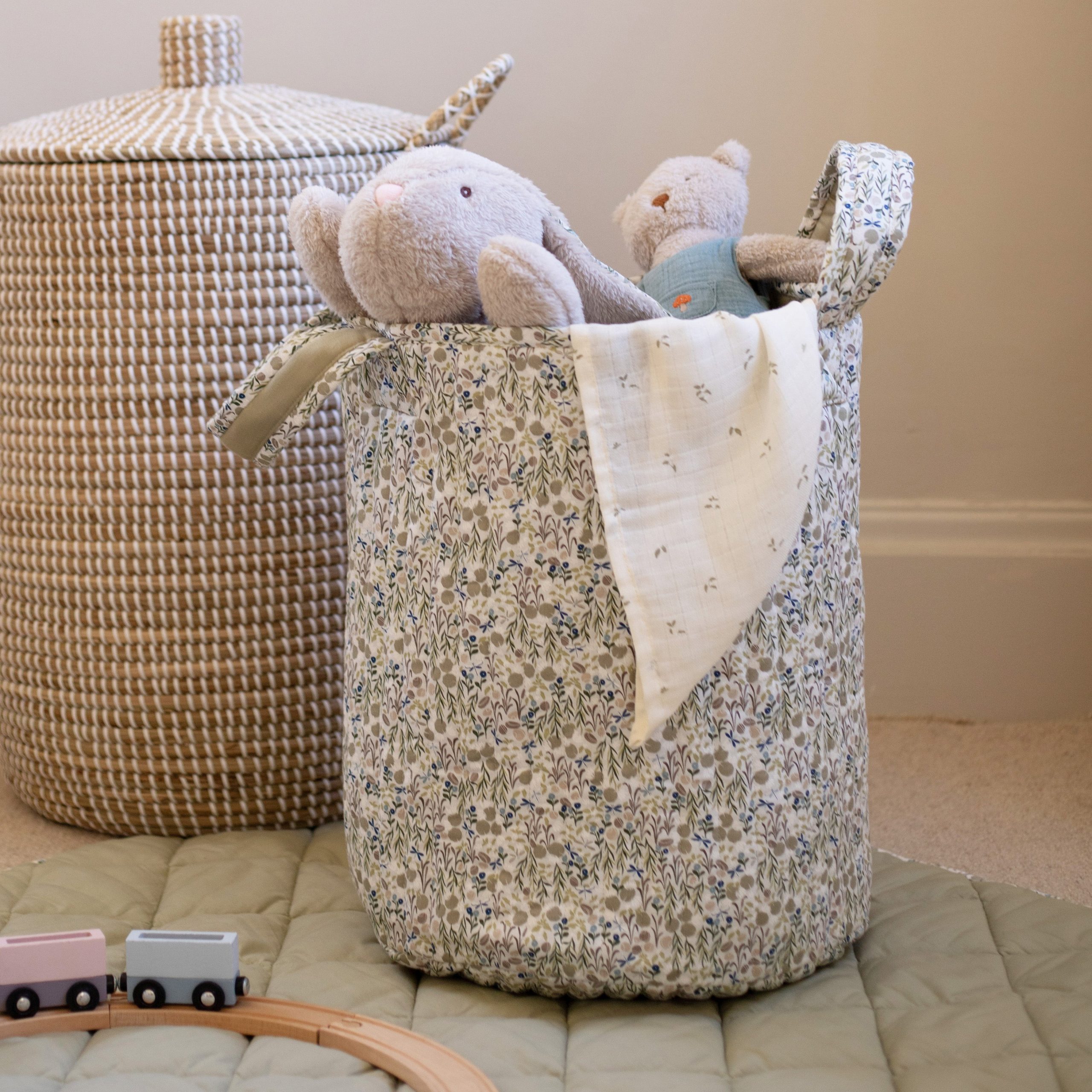 Large Quilted Storage Basket - Riverbank