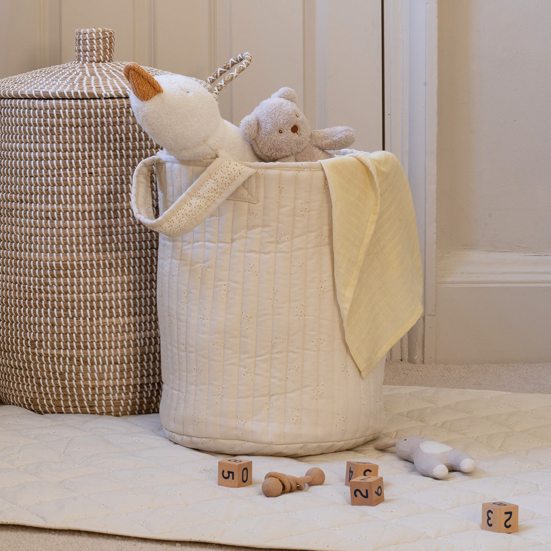 Large Quilted Storage Basket - Wild Chamomile