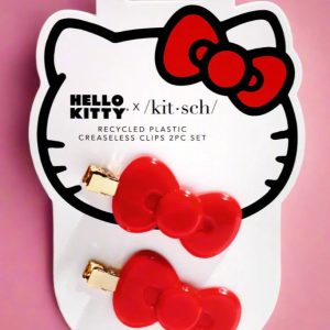 Hello Kitty x Kitsch Recycled Plastic Creaseless Clips 2pc Set Colour: Red