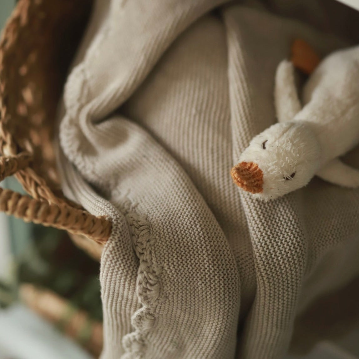 Scallop Knit Blanket - Stone