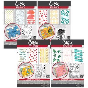 Sizzix Studio Stencil and Clear Stamp Sets by Cat Kerr I Want It All Bundle