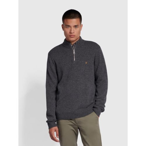 Farah Mens Grey Marl Birchall Quarter Zip Sweatshirt