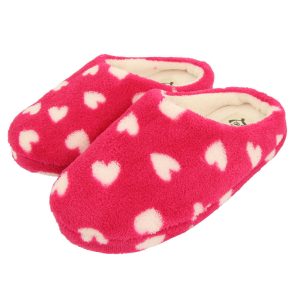 Ladies Pink Heart Fashion Mule Slippers