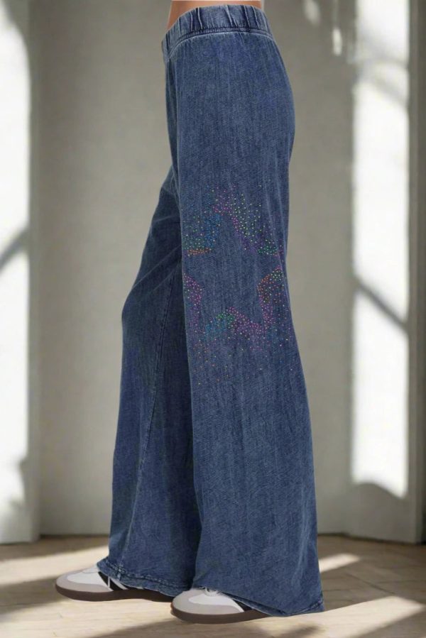 Lauren Moshi Martina Neon Stud Starburst Trousers Size: M Colour: Blue