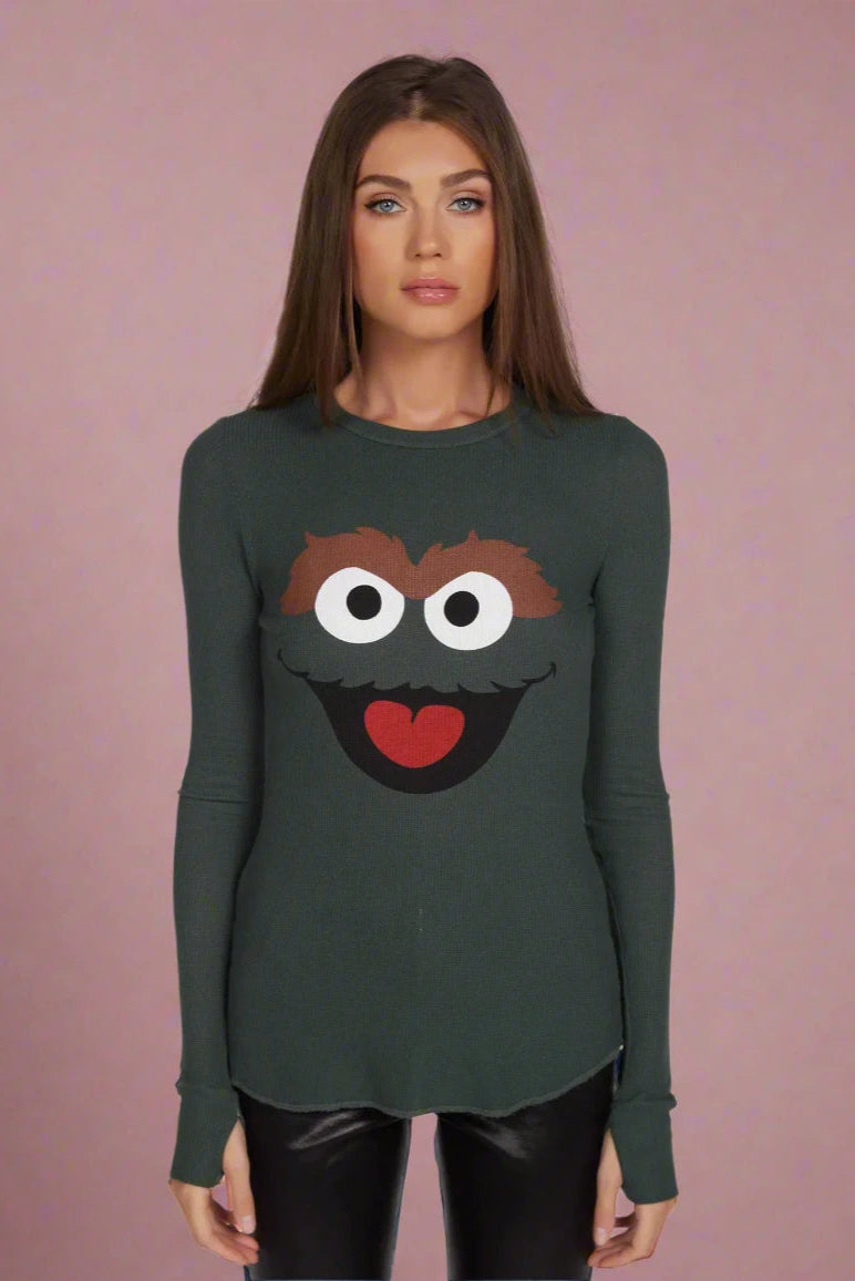 Lauren Moshi McKinley Oscar The Grouch Long Sleeved Tee Size: L Colour: Green