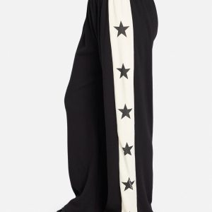 Lauren Moshi Tawny Stars Wide Leg Pants Size: L Colour: Black