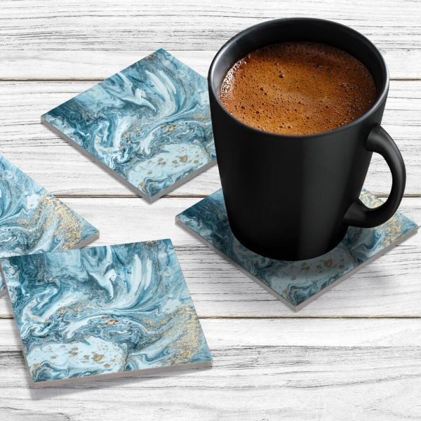 4 x Acrylic Coaster in Liquid Aqua