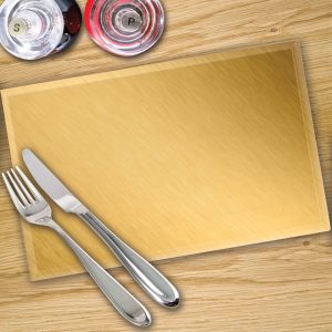Glass Placemats Digital Printed x 4 in Brushed Gold - Made By Premier Range