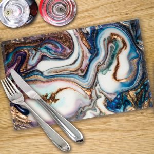 Glass Placemats Digital Printed x 4 in Liquid Pearl - Made By Premier Range