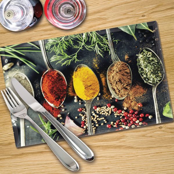 Glass Placemats Digital Printed x 4 in Asian Spices - Made By Premier Range