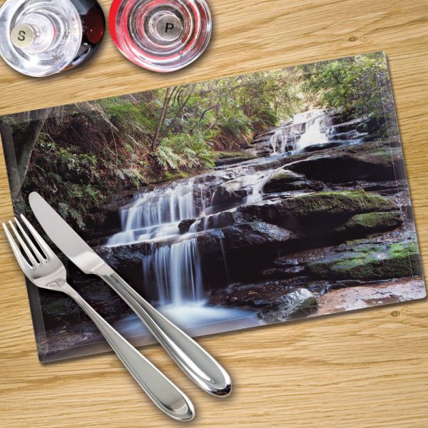 Glass Placemats Digital Printed x 4 in Waterfall - Made By Premier Range