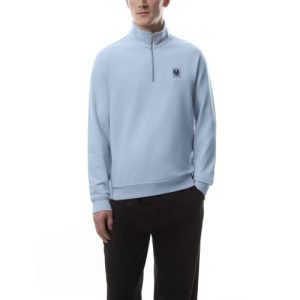 Belstaff Mens Sky Blue Logo Quarter Zip Sweatshirt