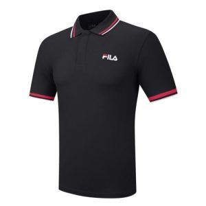 FILA Mens Black Bowey Graphic Polo Shirt