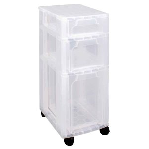 Really Useful Slimline Storage Drawers 3.5L, 6L, 11.5L Clear with Wheels
