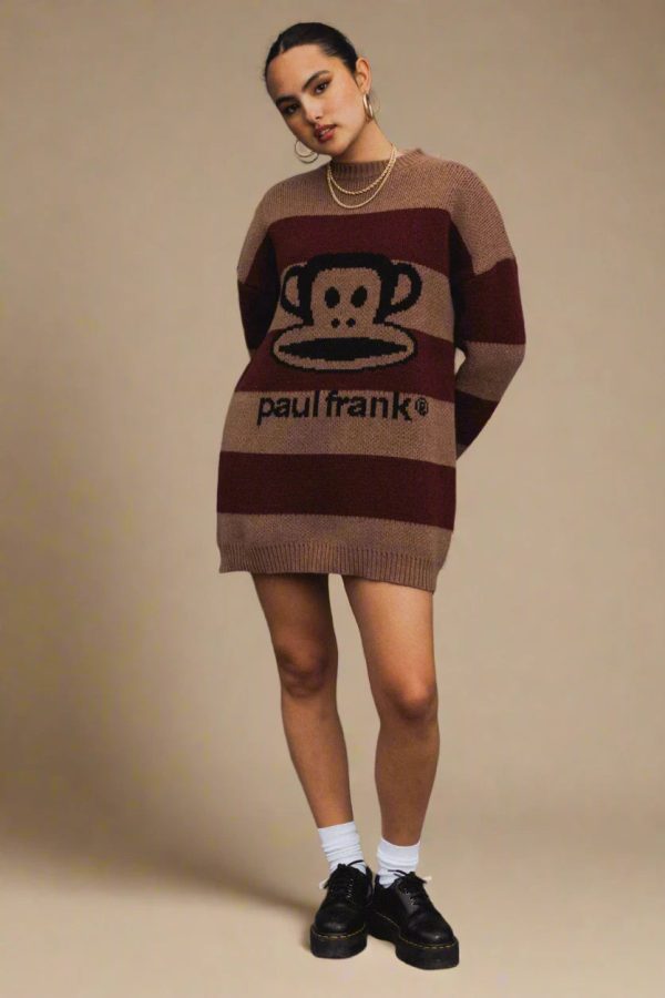 Paul Frank x Daisy Street Knitted Jumper Dress Colour: Brown Size: XL