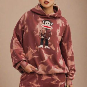 Paul Frank x Daisy Street Spray Effect Julius Hoodie Colour: Red Size: M/L