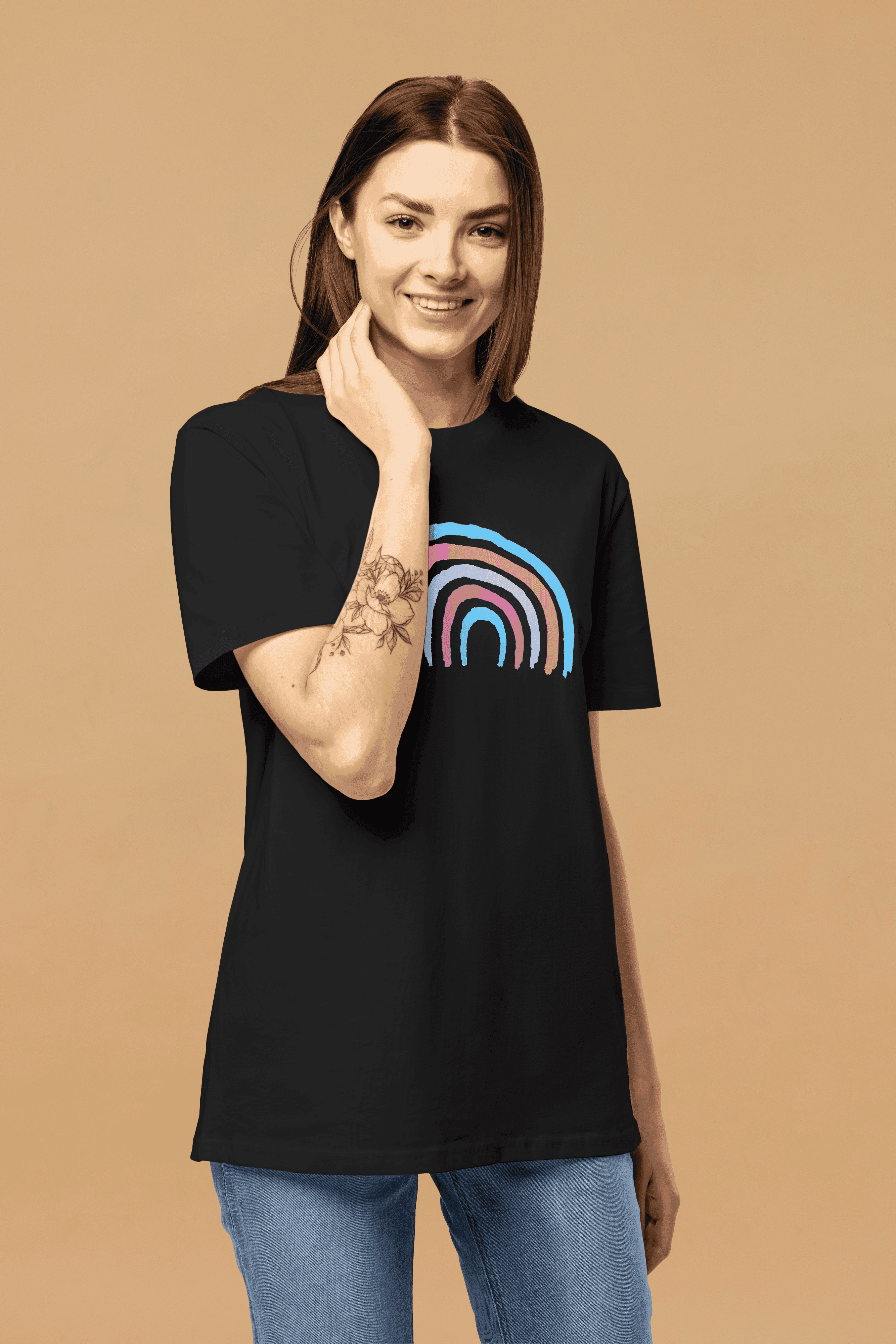 Pitod Transgender Rainbow T-Shirt | Colour: Black | Size: 4XL | T-shirt | Unisex Genderless Sustainable